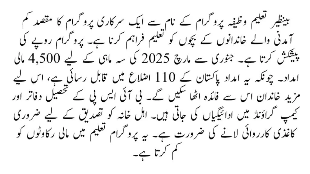 Benazir Taleemi Wazaif 2025 | Apply Online 2 Taleemi Wazaifa
